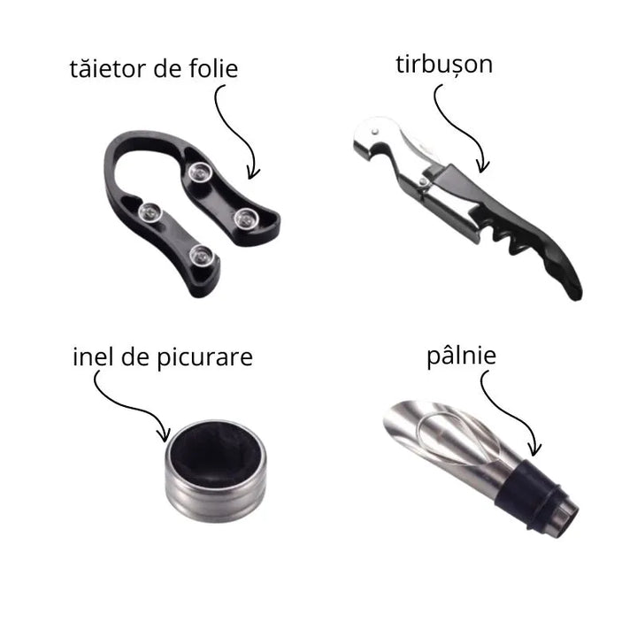 Cutie de vin Deluxe pentru o sticla, cu accesorii de vin incluse, piele ecologica fina - Delicatessen Delicatessen cutii vin