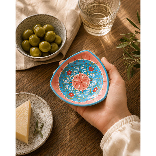 Bol cu 3 colțuri din ceramică artizanală spaniolă Azul 10 x 5 cm Delicatessen