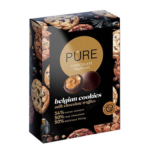 Trufe de ciocolată cu lapte cu cremă de prăjiturele belgiene Pure Chocolate 148g Delicatessen