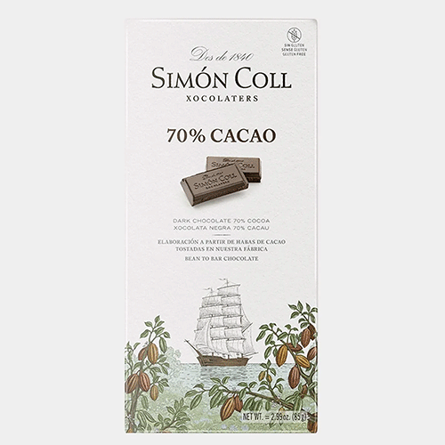 Tableta de ciocolata neagra 70% cacao Simon Coll 85g - Delicatessen Delicatessen