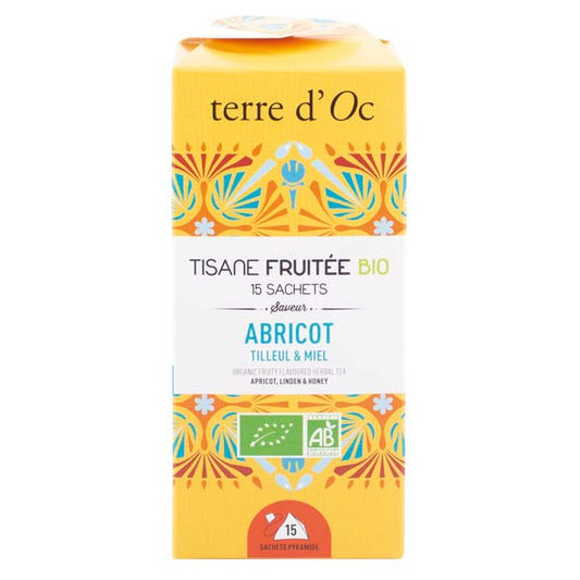 Ceai organic fructat cu caise, tei și miere 15 infuzii Terre d'Oc Delicatessen