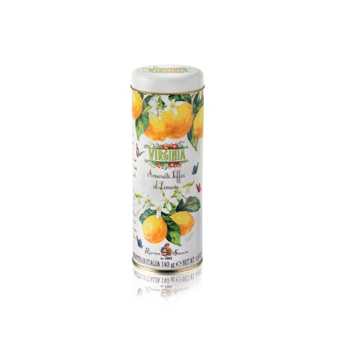 Biscuiti cu lamaie in cutie metalica 140g Amaretti Virginia