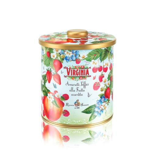 Biscuiti cu fructe in cutie metalica 220g Amaretti Virginia