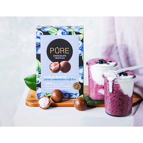 Trufe de ciocolată cu iaurt și afine Pure Chocolate 148g Delicatessen