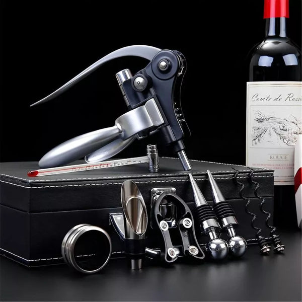 Valiza Deluxe cu accesorii de vin Premium, set 9 piese - Delicatessen Delicatessen