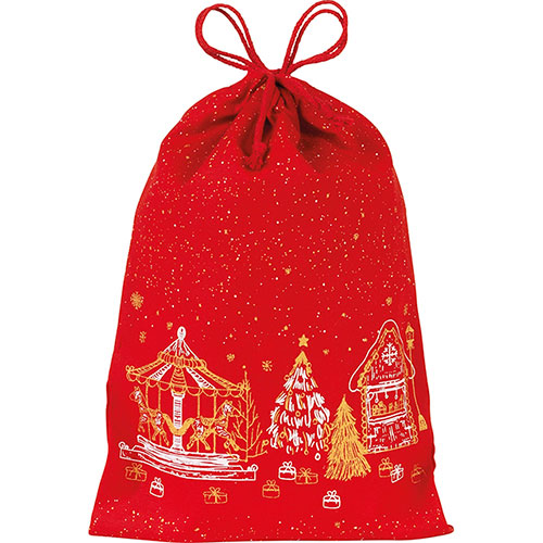 Saculet de Craciun rosu Merry Christmas 20x30 cm - Delicatessen Delicatessen Craciun