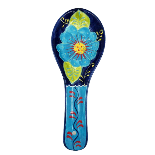 Suport pentru lingura din ceramica pictata manual Flor Azul - Delicatessen Delicatessen Ceramica