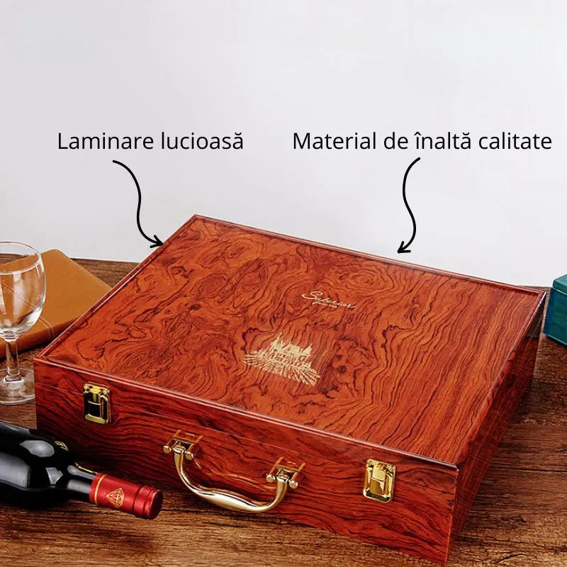 Cutie de vin XL Wood Deluxe pentru 4 sticle Brilliance