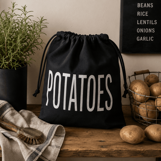Sac de bumbac pentru cartofi, 40×30 cm — negru VdE Tivoli 1996