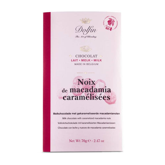 Tabletă de ciocolată cu lapte și nuci de macadamia 70g Dolfin Dolfin