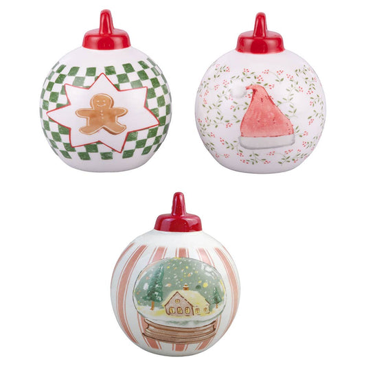 Glob de Crăciun din ceramică Xmas Cottage, Ø 8 cm, la alegere din 3 modele VdE Tivoli 1996