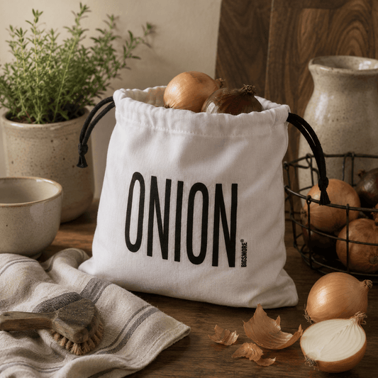 Sac de bumbac pentru ceapă, 25×25 cm — alb VdE Tivoli 1996
