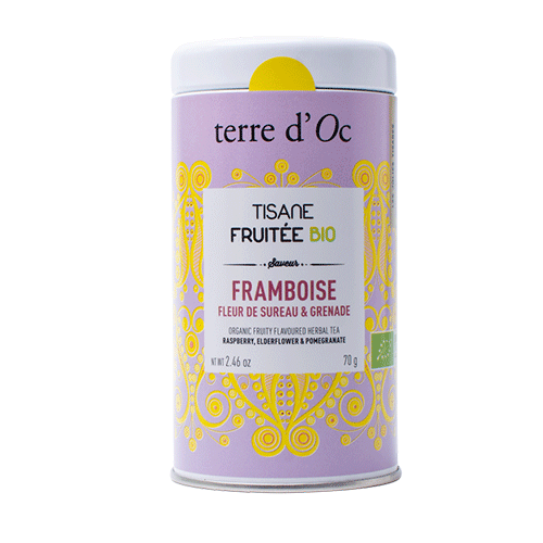 Ceai organic fructat cu zmeură, flori de soc și rodie Terre d'Oc 70g Delicatessen