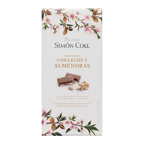 Tableta de ciocolata cu lapte cu migdale intregi Simon Coll 100g