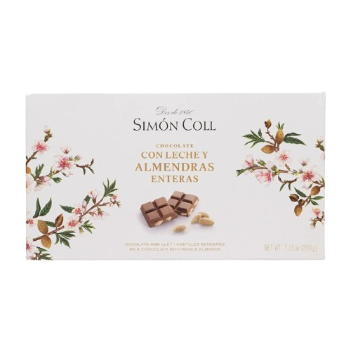 Tableta de ciocolata cu lapte cu migdale intregi 32% Simon Coll 200g