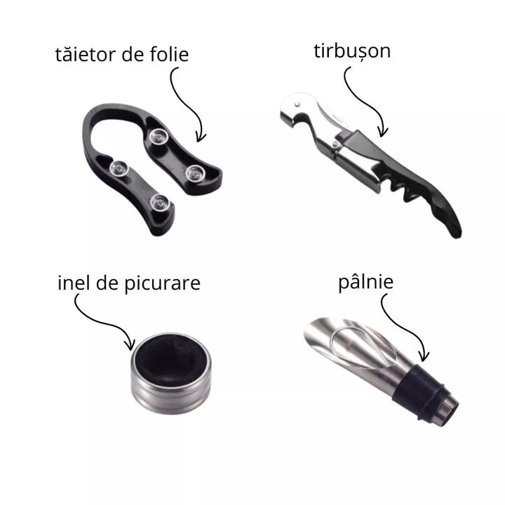 Cutie de vin Deluxe pentru 2 sticle, cu accesorii de vin incluse, piele ecologica de sarpe - Delicatessen Delicatessen cutii vin