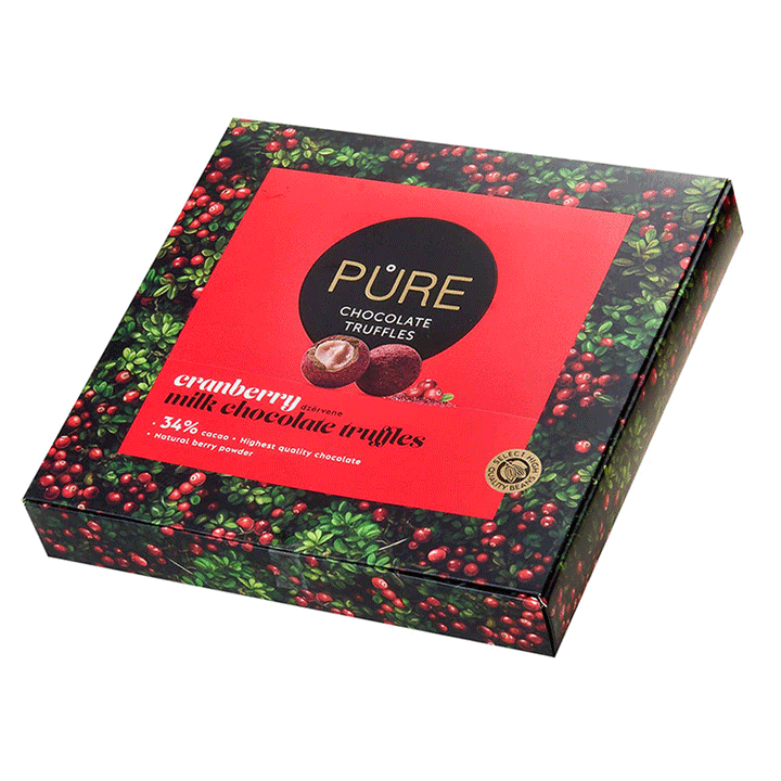 Trufe de ciocolata cu lapte si merisoare Pure Chocolate 120g - Delicatessen Delicatessen Trufe de ciocolata