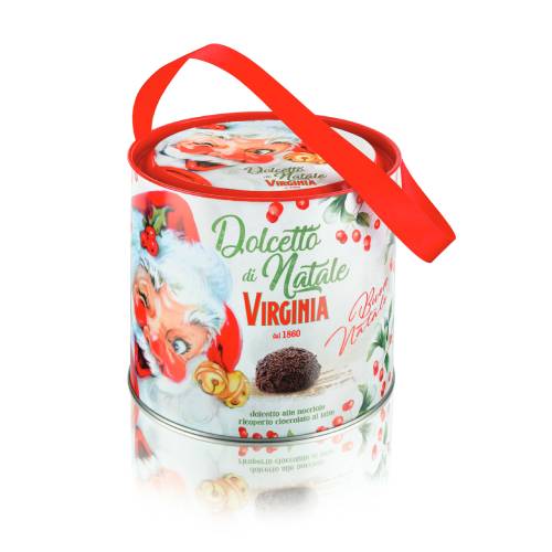 Biscuiti cu alune de pădure in cutie metalica de Craciun 300g Amaretti Virginia