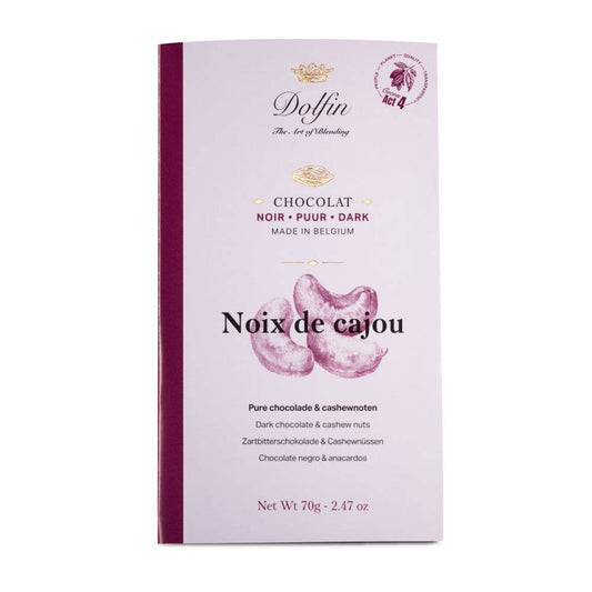 Tabletă de ciocolată neagră cu caju 70g Dolfin Dolfin