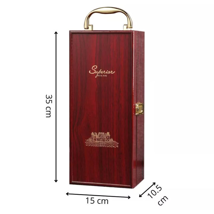 Cutie de vin Wood Deluxe pentru o sticla, cu accesorii de vin incluse, Vinquisite - Delicatessen Delicatessen cutii vin