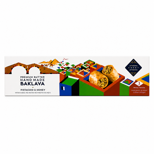Baklava Gold fistic și miere, 3 bucăți / 105g – Athena Sweet Athena Athena Sweet Athena