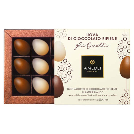 Cutie cu 9 ouă de ciocolată asortate 117g Amedei Delicatessen