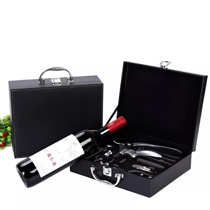 Valiza Deluxe cu accesorii de vin Premium, set 9 piese - Delicatessen Delicatessen