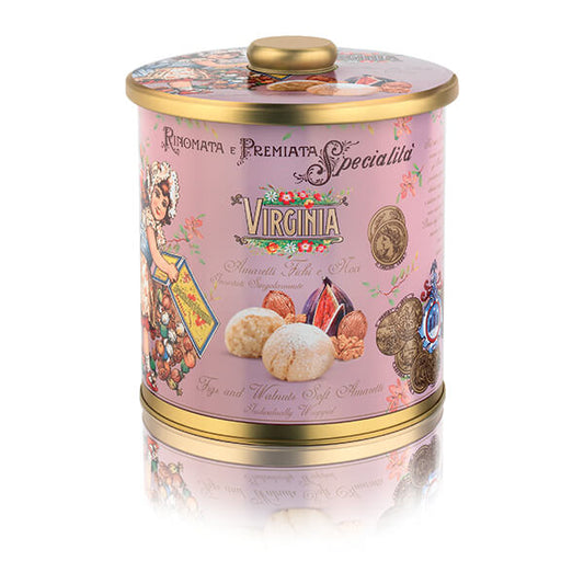 Amaretti Virginia fursecuri cu smochine si alune in cutie metalica 220g Amaretti Virginia