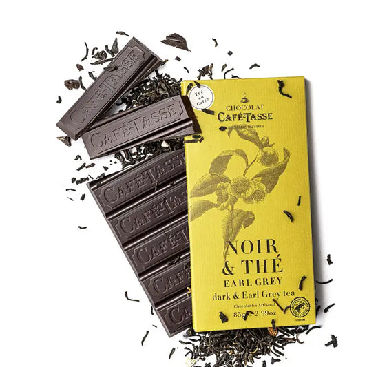 Tabletă de ciocolată neagră cu ceai Earl Grey 85g Café-Tasse Delicatessen