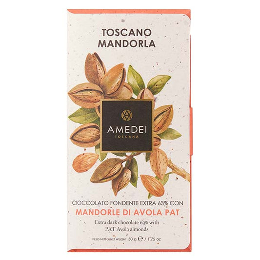 Tabletă de ciocolată neagră 63% cu migdale 50g Amedei Delicatessen
