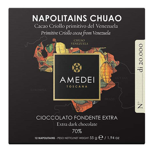 Cutie cu 12 tablete de ciocolată Chuao – ciocolată neagră 70% 55g Amedei Delicatessen