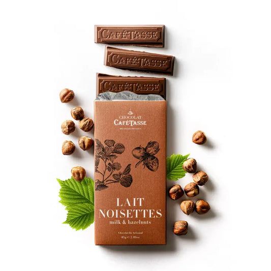 Ciocolată cu lapte 38% cu alune de pădure prăjite Café-Tasse 85 g Café-Tasse