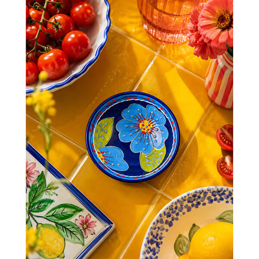 Mini tapas din ceramică artizanală spaniolă diametru Azul Oscuro 9 cm Delicatessen