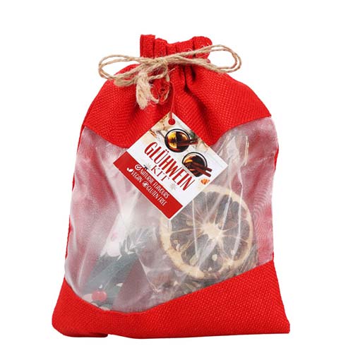 Mirodenii pentru vin fiert cu borcan de sticla si saculet rosu Delicatessen