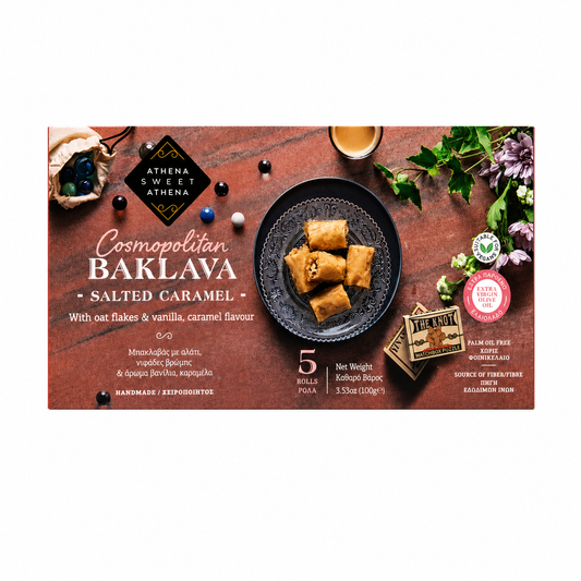 Baklava Cosmopolitan caramel sărat, 100g – Athena Sweet Athena Athena Sweet Athena