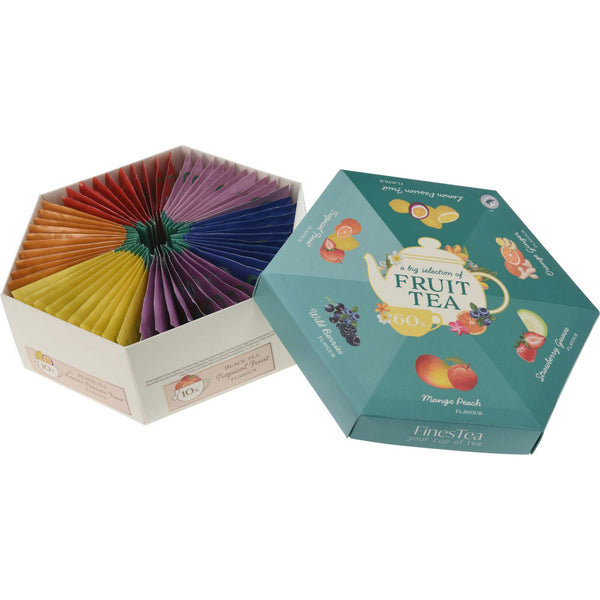 Cutie hexagonala cu 60 de ceaiuri negre cu arome de fructe Becky's