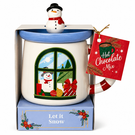 Cana de Craciun cu capac Becky's, model Let It Snow, ceramica
