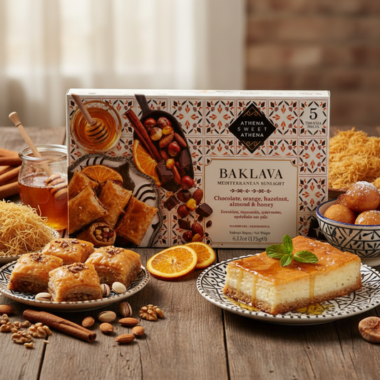 Baklava Mediterranean Sunlight ciocolată, portocală și alune, 175g – Athena Sweet Athena Athena Sweet Athena