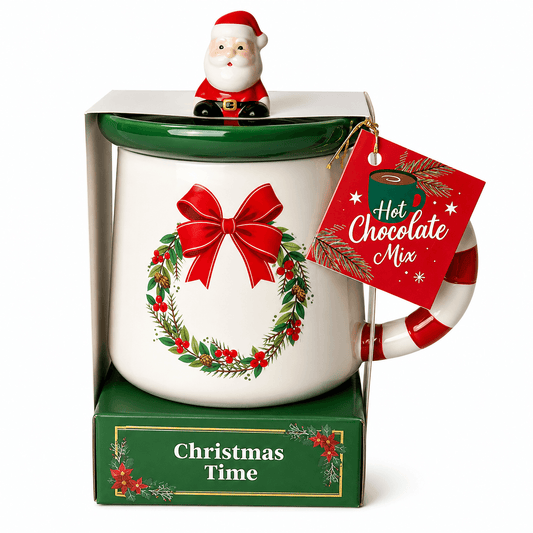 Cana de Craciun cu capac Becky's, model Christmas Time, ceramica
