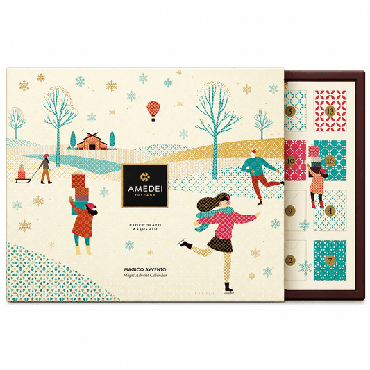 Calendar de Advent cu 50 de figurine de Craciun din ciocolata Amedei 163g Amedei