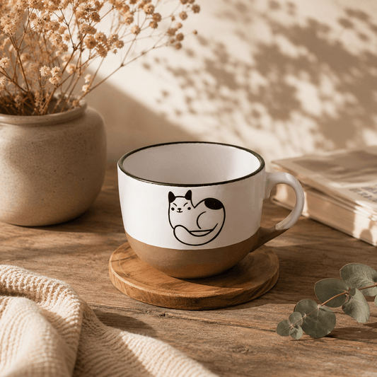 Cana din ceramică - pisica alba 490 ml Delicatessen