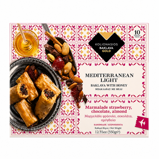 Baklava Mediterranean Sunlight căpșuni, ciocolată și migdale, 10 bucăți / 350g – Athena Sweet Athena Athena Sweet Athena