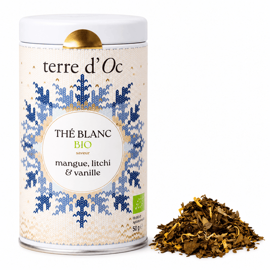Ceai alb bio cu mango și litchi Terre d'Oc 50g Terre d'Oc