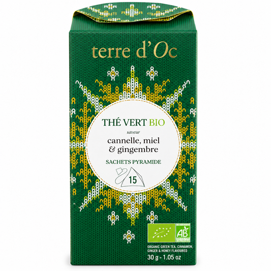 Ceai verde organic cu scortisoara, miere si ghimbir 15 infuzii Terre d'Oc Terre d'Oc