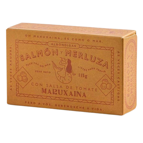 Chiftele Somon și Merluciu în Sos de Roșii Maruxaina 115g | Conservă gourmet Galicia Delicatessen