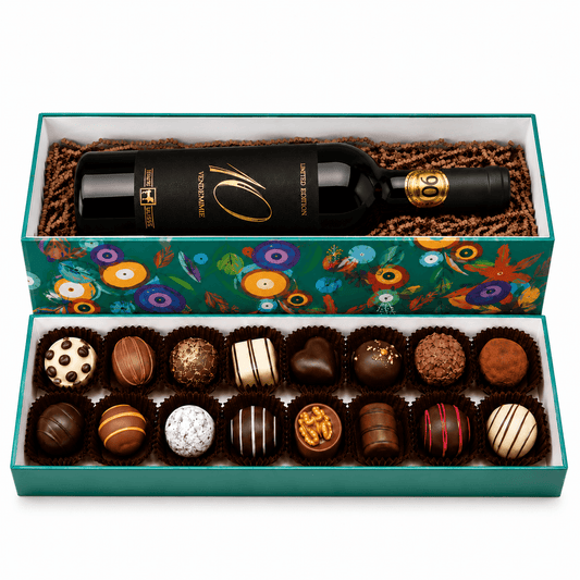 Cutie cadou cu Vendemmie și praline belgiene Bruyerre