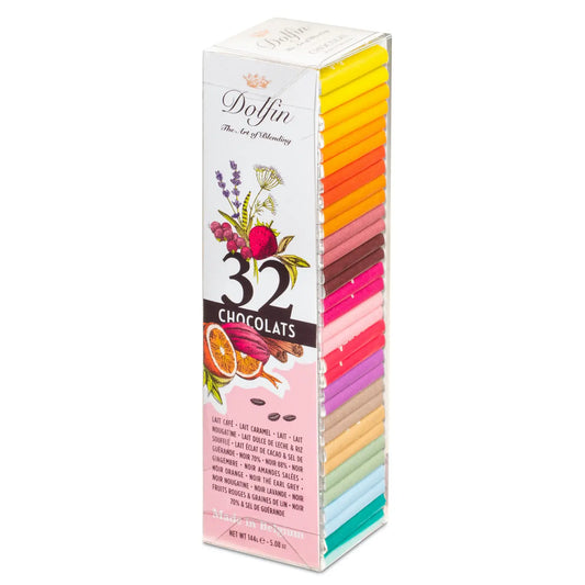Cutie cu 32 tablete de ciocolată asortate 160g Dolfin Delicatessen
