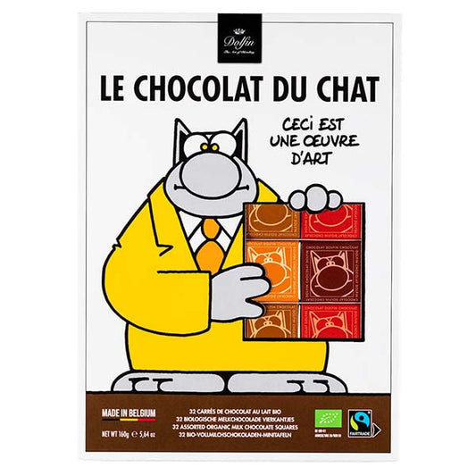 Cutie cu 32 de pătrățele de ciocolate asortate cu ciocolată cu lapte 160g Dolfin Delicatessen