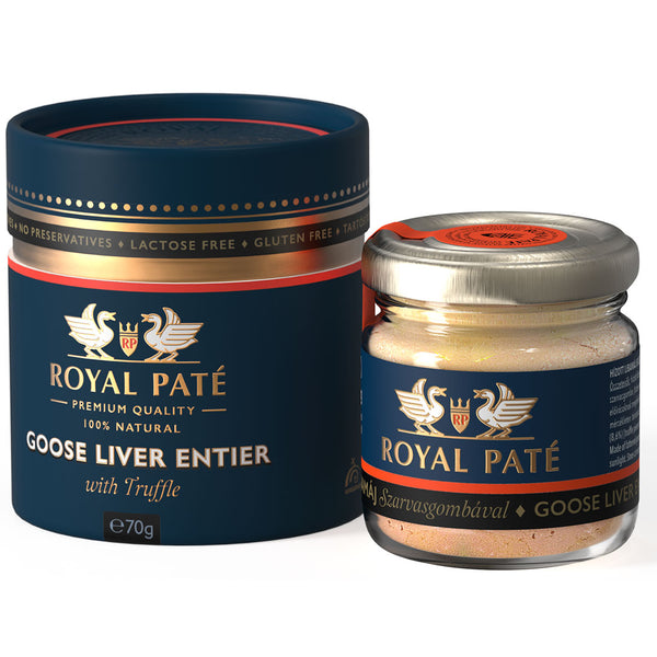 Foie gras de gasca Entier cu trufe negre 99% Royal Pate 70g - Delicatessen Delicatessen foie gras