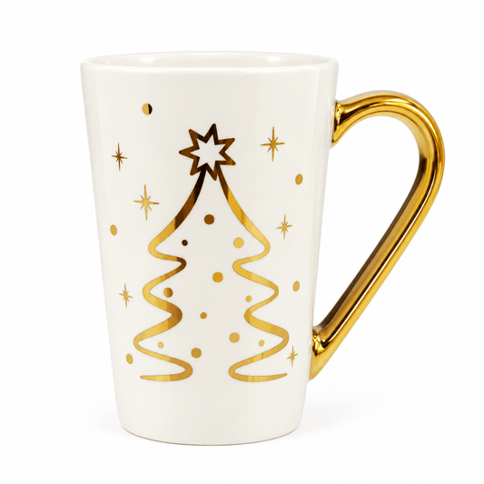 Becky's cană din ceramică cu brăduț auriu 280 ml Becky's